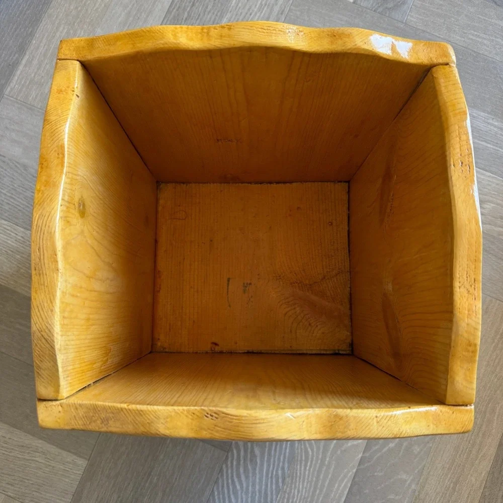 Hand Painted Wood Teapot Ivy Storage Box Planter Rustic Cottagecore Folk Art